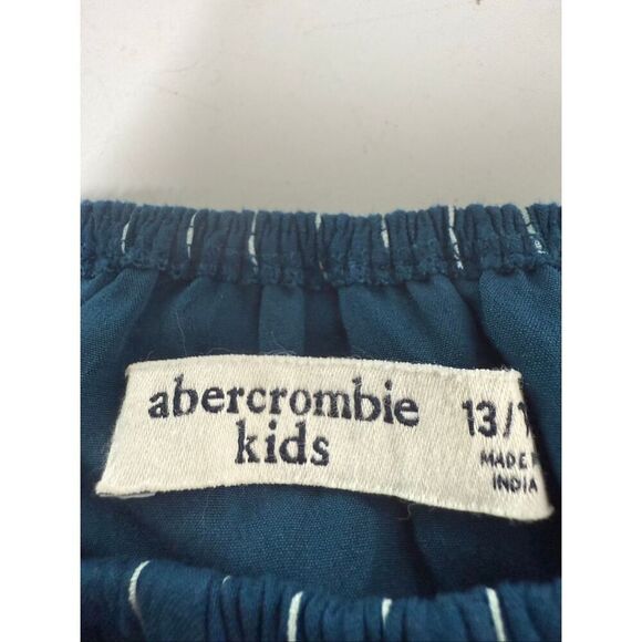 Abercrombie Kids Girls Open Shoulder Long Sleeve Blouse Blue Striped Size 13/14 - Picture 7 of 14